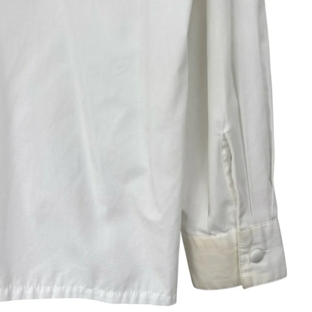 Vintage Victorian Blouse Embroidered Collar Button Front White Rose Red Size 8